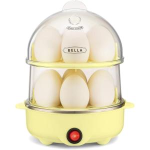 bella Electric Egg Cooker, 14 Eggs Capacity Tray, Double Stack, for Poached, Scrambled, Hard, Medium & Soft Boiled Eggs, Omelets and Steamed Dumplings, Auto Shutoff, 360 Watt, Oatmilk(Yellow)
