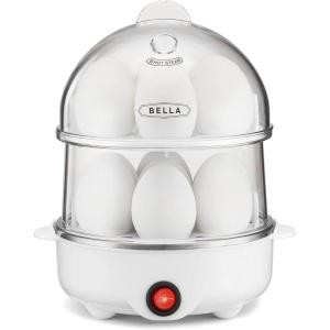 bella Electric Egg Cooker, 14 Eggs Capacity Tray, Double Stack, for Poached, Scrambled, Hard, Medium & Soft Boiled Eggs, Omelets and Steamed Dumplings, Auto Shutoff, 360 Watt, Oatmilk(White)