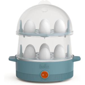 bella Electric Egg Cooker, 14 Eggs Capacity Tray, Double Stack, for Poached, Scrambled, Hard, Medium & Soft Boiled Eggs, Omelets and Steamed Dumplings, Auto Shutoff, 360 Watt, Oatmilk(Surf)