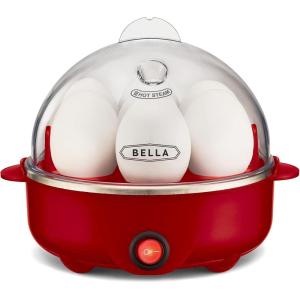 bella Electric Egg Cooker, 7 Eggs Capacity Tray, Single Stack, for Poached, Scrambled, Hard, Medium & Soft Boiled Eggs, Omelets and Steamed Dumplings, Auto Shutoff, 360 Watt, Blossom(Red)