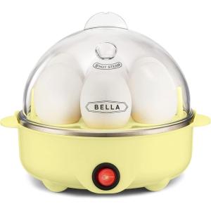 bella Electric Egg Cooker, 7 Eggs Capacity Tray, Single Stack, for Poached, Scrambled, Hard, Medium & Soft Boiled Eggs, Omelets and Steamed Dumplings, Auto Shutoff, 360 Watt, Blossom(Yellow)
