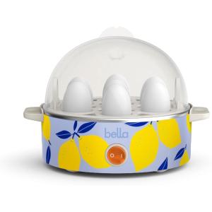 bella Electric Egg Cooker, 7 Eggs Capacity Tray, Single Stack, for Poached, Scrambled, Hard, Medium & Soft Boiled Eggs, Omelets and Steamed Dumplings, Auto Shutoff, 360 Watt, Blossom(Blue Lemon Drop)