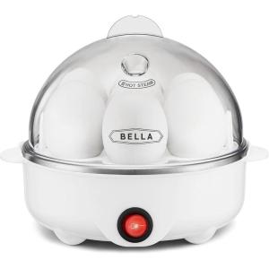bella Electric Egg Cooker, 7 Eggs Capacity Tray, Single Stack, for Poached, Scrambled, Hard, Medium & Soft Boiled Eggs, Omelets and Steamed Dumplings, Auto Shutoff, 360 Watt, Blossom(White)
