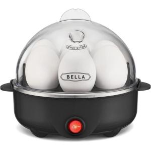 bella Electric Egg Cooker, 7 Eggs Capacity Tray, Single Stack, for Poached, Scrambled, Hard, Medium & Soft Boiled Eggs, Omelets and Steamed Dumplings, Auto Shutoff, 360 Watt, Blossom(Black)