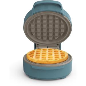 bella Snack-n-Store Mini Waffle Maker, EverGood™ Ceramic Nonstick Coating, Cord Wrap, Ready Indicator Light & Cool Touch Handles, Stackable Design & Customizable Plates, 400 Watt, Blossom(Surf)