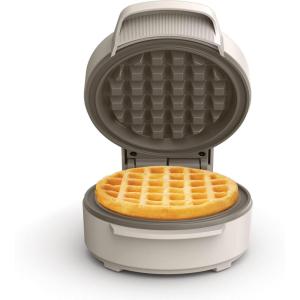 bella Snack-n-Store Mini Waffle Maker, EverGood™ Ceramic Nonstick Coating, Cord Wrap, Ready Indicator Light & Cool Touch Handles, Stackable Design & Customizable Plates, 400 Watt, Blossom(Oatmilk)
