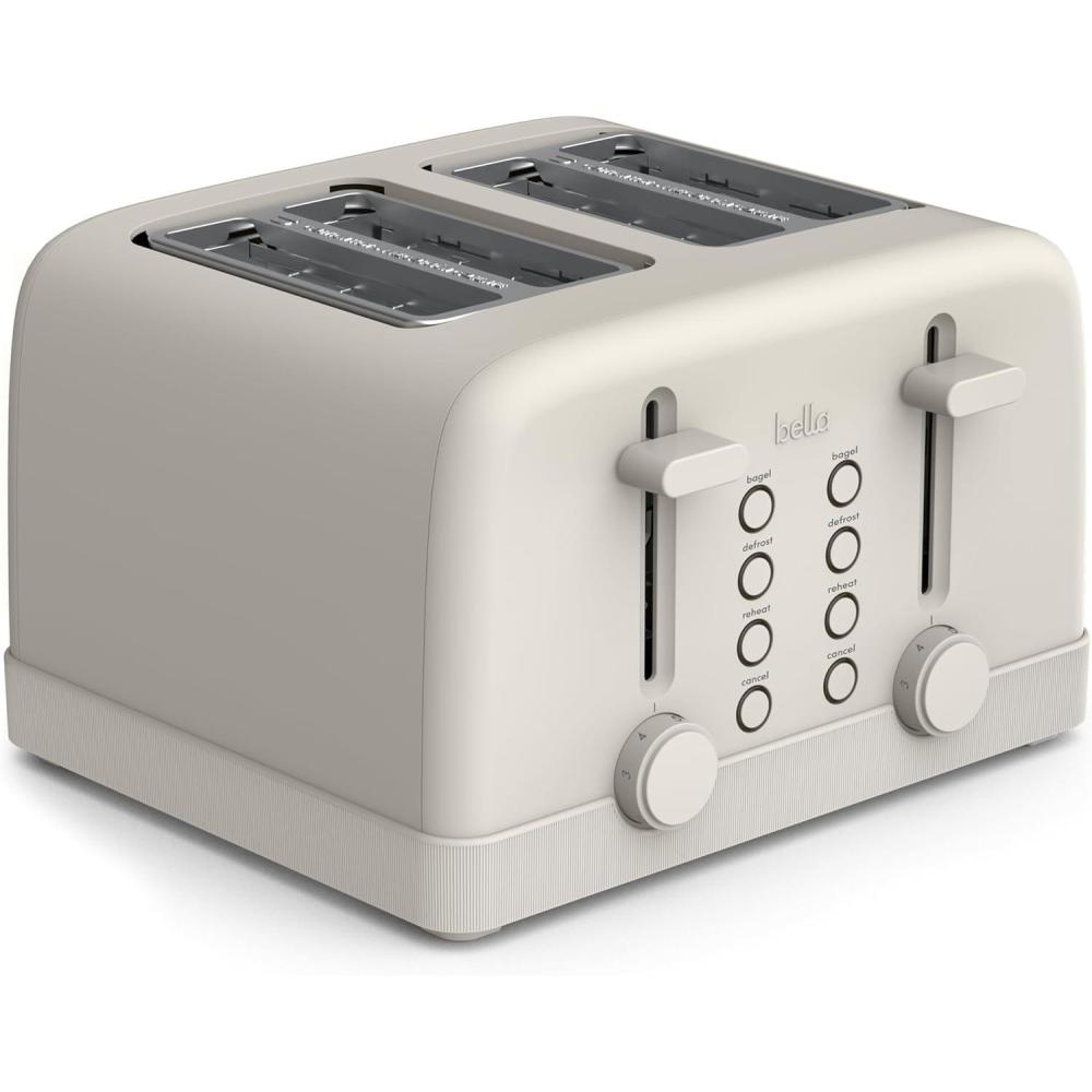 imagebella 4 Slice Toaster 6 Setting Shade Control with Reheat ampamp Cancel Buttons Removable Crumb Tray Anti Jam ampamp Auto Shutoff 900 Watt BlossomOatmilk