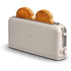 bella 2 Slice Slim Toaster, Fits-anywhere™ Kitchenware, 6 Setting Shade Control with Reheat & Cancel Buttons, Fits Sourdough, 10” Long Slot, Anti Jam & Auto Shutoff, 900 Watt, Seaglass(Oatmilk)