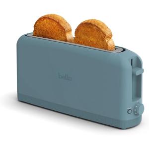 bella 2 Slice Slim Toaster, Fits-anywhere™ Kitchenware, 6 Setting Shade Control with Reheat & Cancel Buttons, Fits Sourdough, 10” Long Slot, Anti Jam & Auto Shutoff, 900 Watt, Seaglass(Surf)