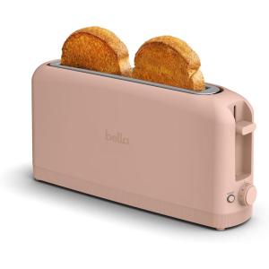 bella 2 Slice Slim Toaster, Fits-anywhere™ Kitchenware, 6 Setting Shade Control with Reheat & Cancel Buttons, Fits Sourdough, 10” Long Slot, Anti Jam & Auto Shutoff, 900 Watt, Seaglass(Blossom)