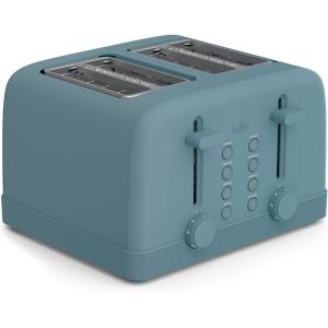 bella 4 Slice Toaster, 6 Setting Shade Control with Reheat & Cancel Buttons, Removable Crumb Tray, Anti Jam & Auto Shutoff, 900 Watt, Blossom(Surf)