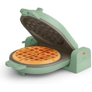 bella Flip-n-Store Waffle Maker with EverGood™ Ceramic Nonstick Coating, Fits-anywhere™ Kitchenware, Power Indicator Light, Cool Touch Handle & Cord Wrap, 7” Wide & 1″ Deep Plates, 1000 Watt, Oatmilk(Seaglass)