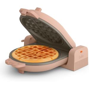 bella Flip-n-Store Waffle Maker with EverGood™ Ceramic Nonstick Coating, Fits-anywhere™ Kitchenware, Power Indicator Light, Cool Touch Handle & Cord Wrap, 7” Wide & 1″ Deep Plates, 1000 Watt, Oatmilk(Blossom)