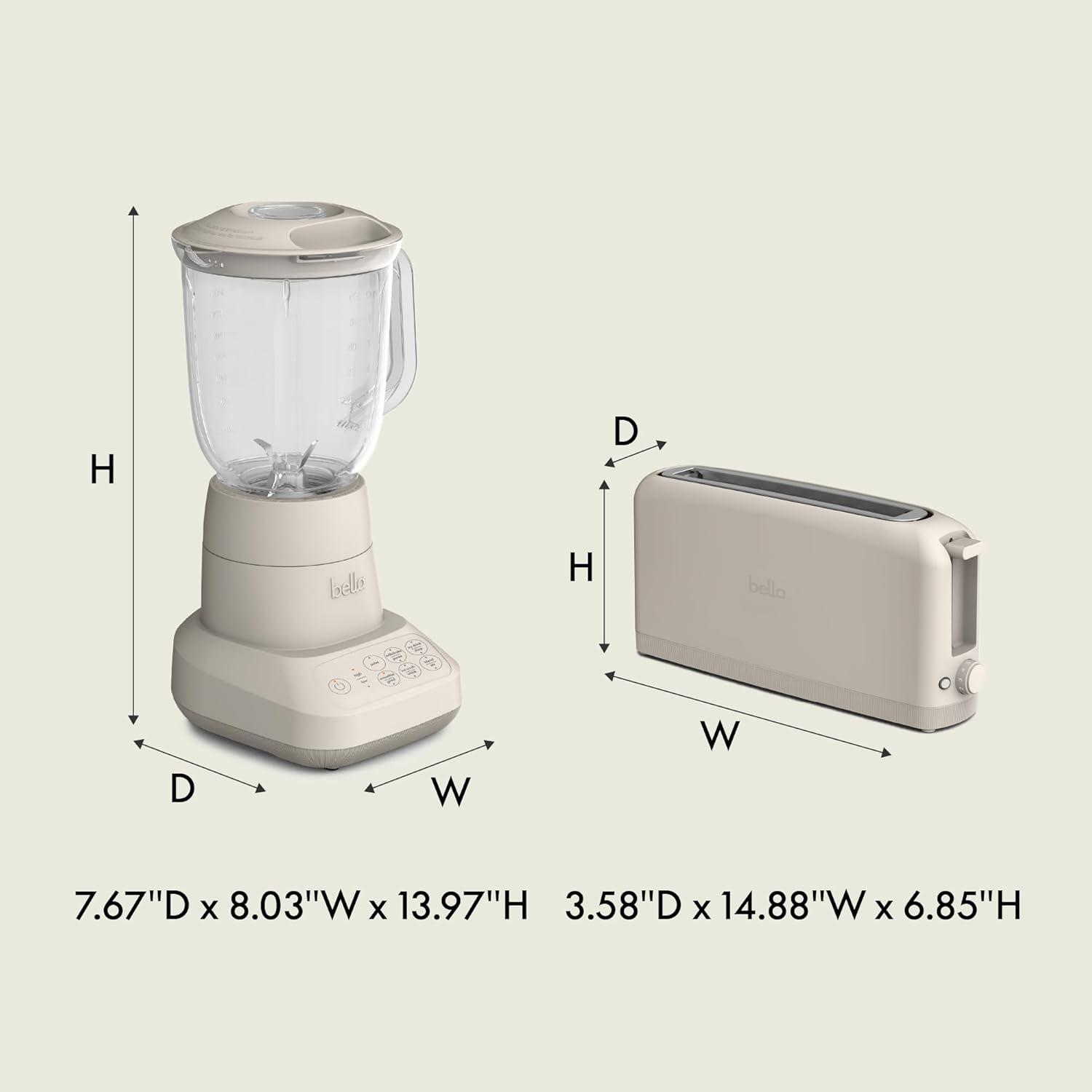 image:imageBELLA 10 speed Flip amp Store Countertop Blender 2 Slice Slim toaster Fitsanywhere Kitchenware Smart Toaster w 6 Shades Control amp Smoothie Blender w 48oz Capacity Pitcher Oatmilk