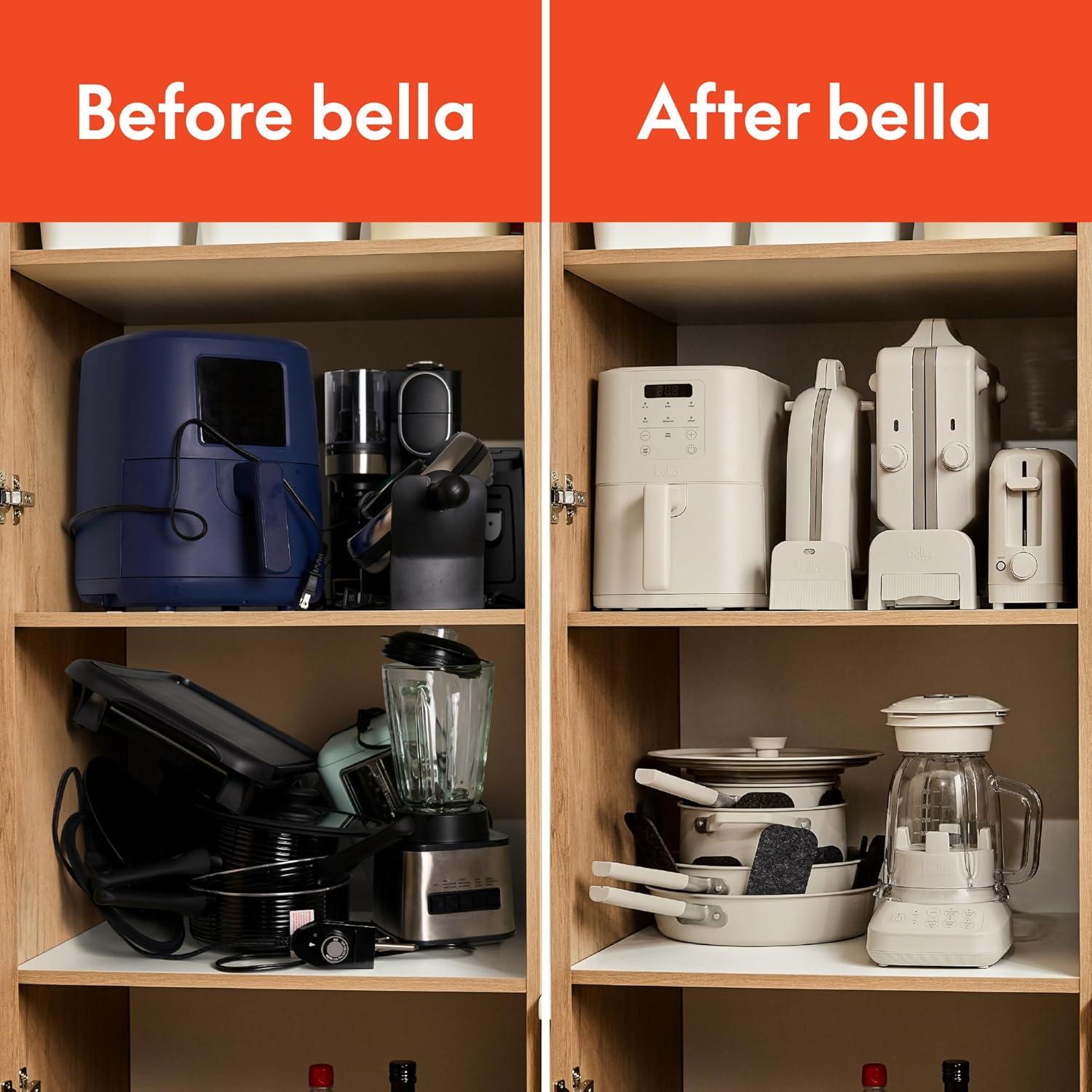 image:imageBELLA 10 speed Flip amp Store Countertop Blender 2 Slice Slim toaster Fitsanywhere Kitchenware Smart Toaster w 6 Shades Control amp Smoothie Blender w 48oz Capacity Pitcher Oatmilk