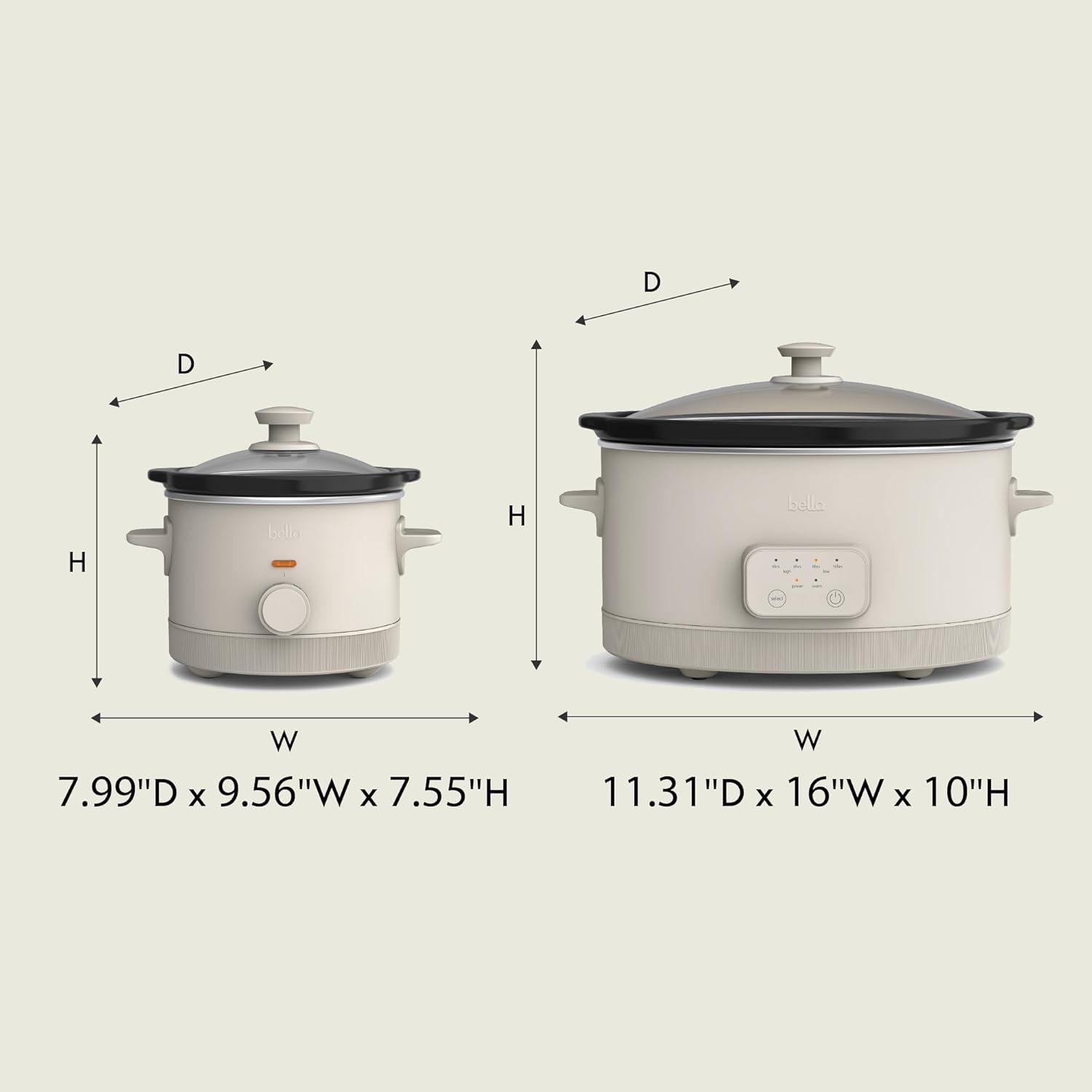 image:imageBELLA 15 Qt Slow Cooker 6 Qt Programmable Slow Cooker EverGood Ceramic Nonstick Coating Adjustable Temperature Dishwasher Safe Stoneware Pot amp Tempered Glass Lid Cool Touch Handles Oatmilk