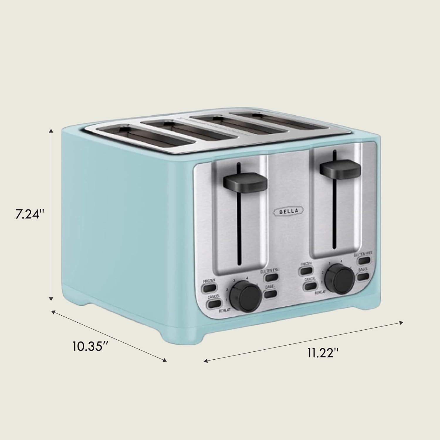 image:imagebella 4 Slice Toaster with Auto Shut Off Extra Wide Slots amp Removable Crumb Tray and Cancel Defrost amp Reheat Function Toast Bread amp Bagel BlackAqua