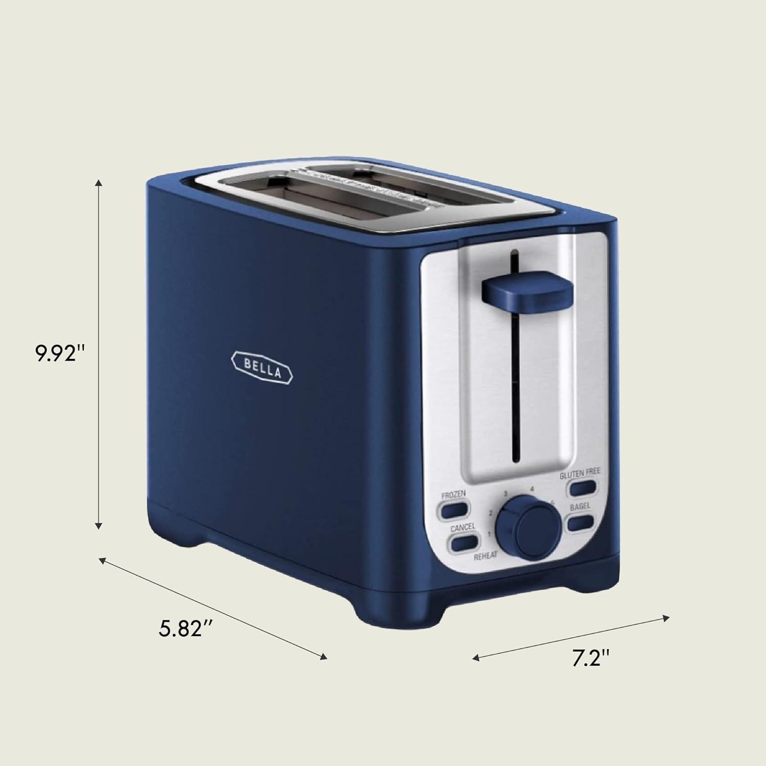 image:imagebella 4 Slice Toaster with Auto Shut Off Extra Wide Slots amp Removable Crumb Tray and Cancel Defrost amp Reheat Function Toast Bread amp Bagel BlackBlue