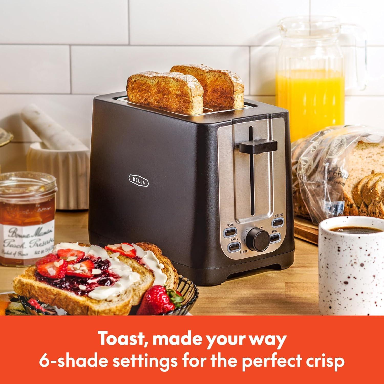 image:imagebella 4 Slice Toaster with Auto Shut Off Extra Wide Slots amp Removable Crumb Tray and Cancel Defrost amp Reheat Function Toast Bread amp Bagel BlackBlack