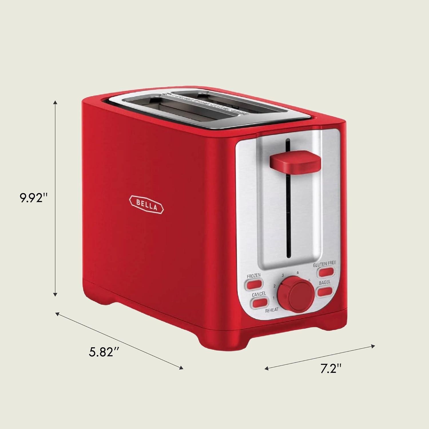 image:imagebella 4 Slice Toaster with Auto Shut Off Extra Wide Slots amp Removable Crumb Tray and Cancel Defrost amp Reheat Function Toast Bread amp Bagel BlackRed