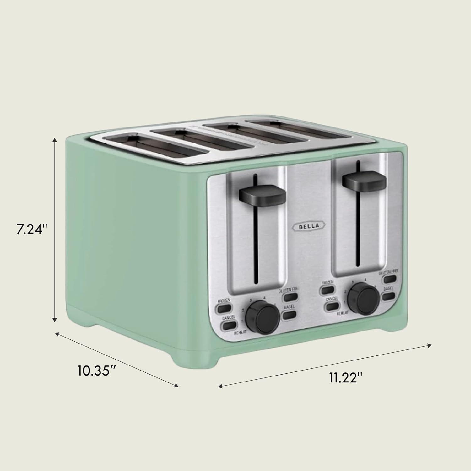image:imagebella 4 Slice Toaster with Auto Shut Off Extra Wide Slots amp Removable Crumb Tray and Cancel Defrost amp Reheat Function Toast Bread amp Bagel BlackSage