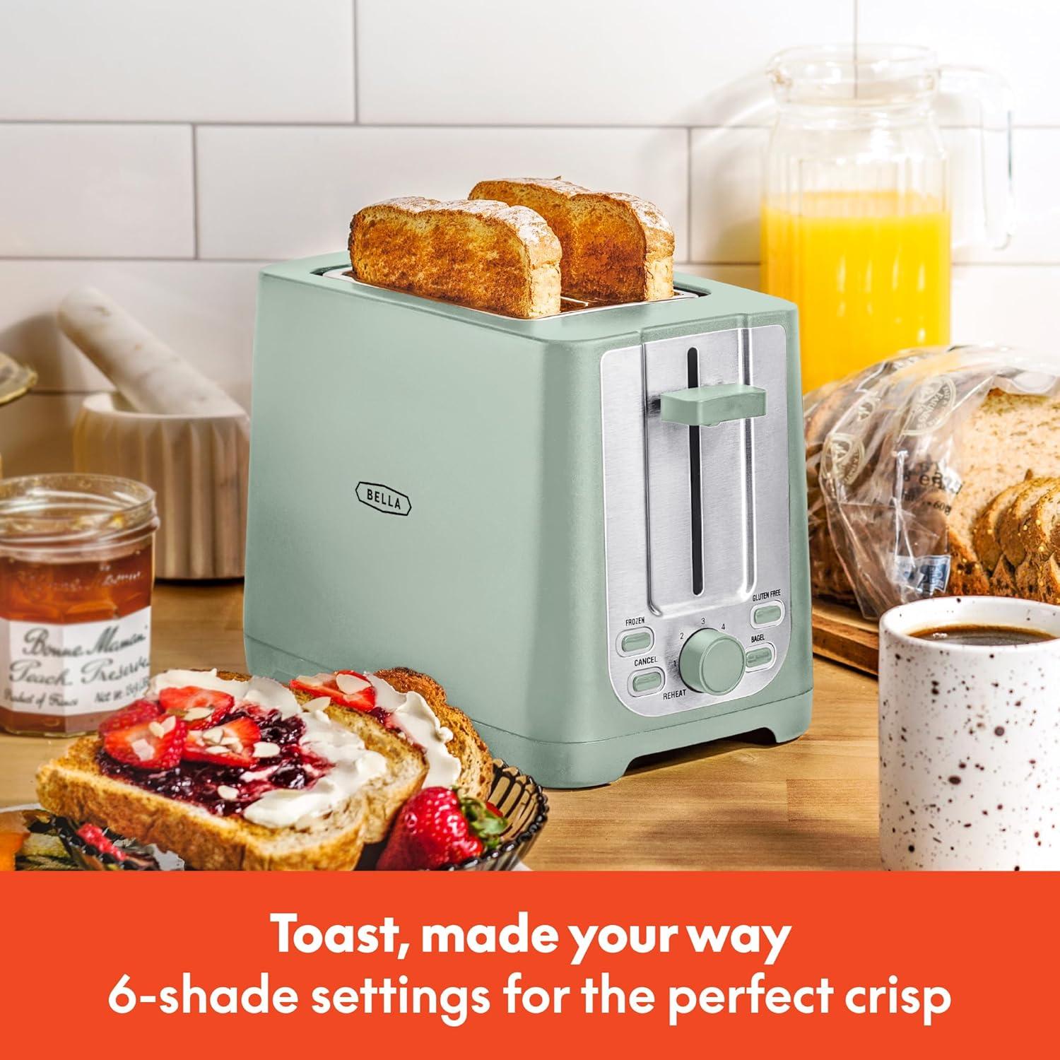image:imagebella 4 Slice Toaster with Auto Shut Off Extra Wide Slots amp Removable Crumb Tray and Cancel Defrost amp Reheat Function Toast Bread amp Bagel BlackSage