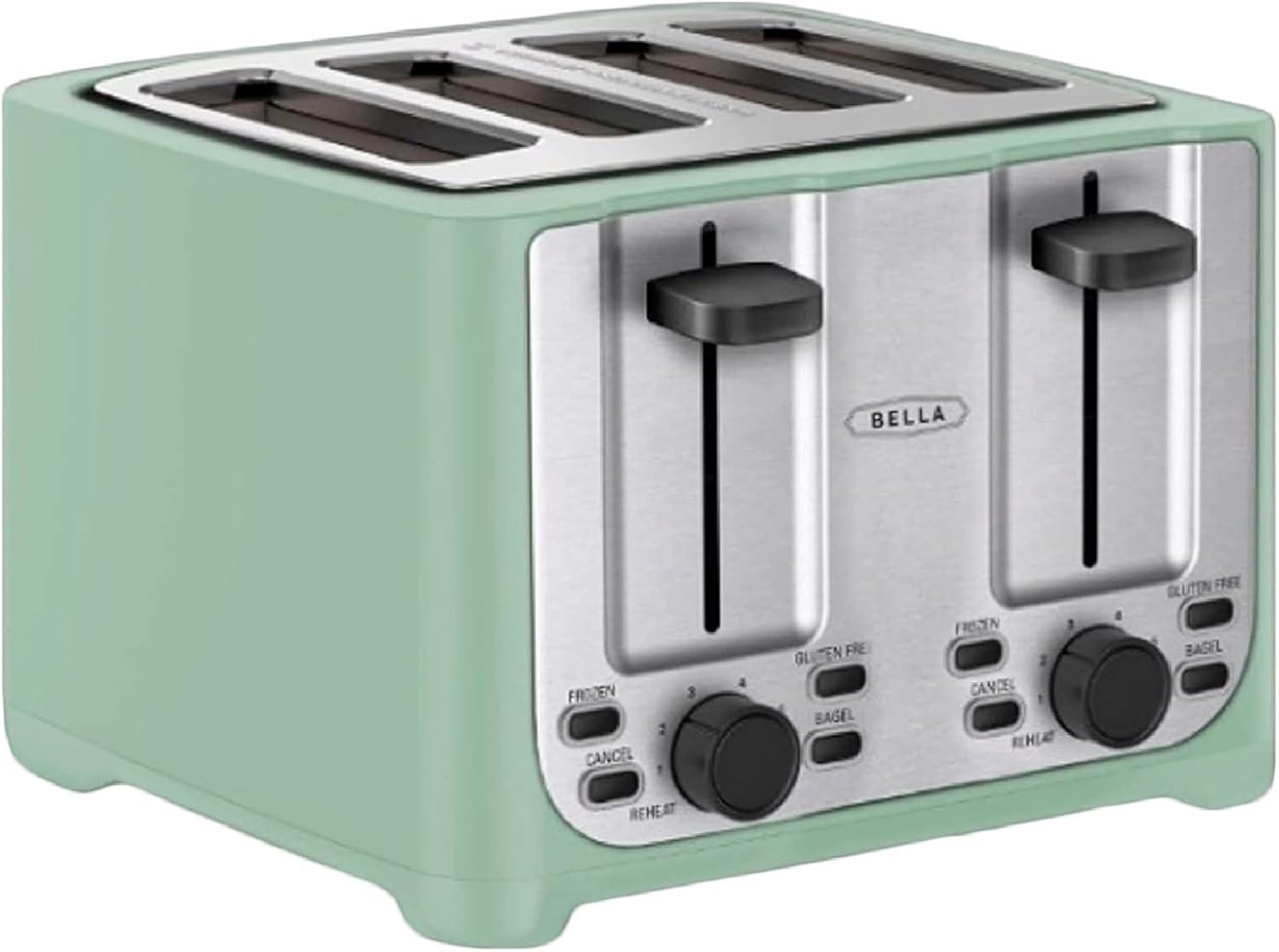 image:imagebella 4 Slice Toaster with Auto Shut Off Extra Wide Slots amp Removable Crumb Tray and Cancel Defrost amp Reheat Function Toast Bread amp Bagel BlackSage
