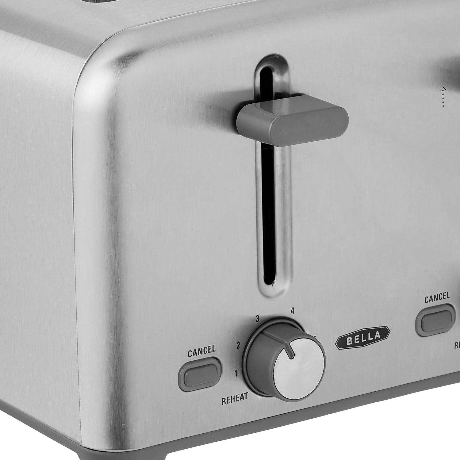 image:imagebella Stainless Steel 2 Slice Toaster with Extra Wide Slots amp Removable Crumb Tray 6 Browning Options Auto Shut Off amp Reheat Function Toast Bread Bagel amp WaffleStainless Steel