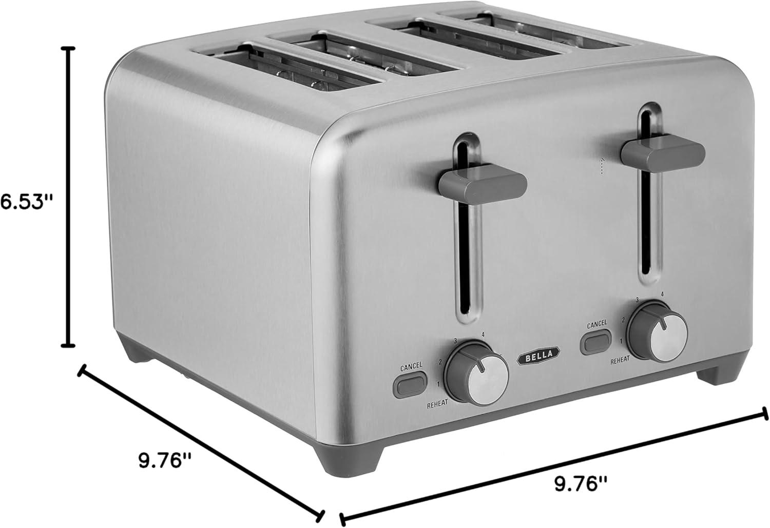 image:imagebella Stainless Steel 2 Slice Toaster with Extra Wide Slots amp Removable Crumb Tray 6 Browning Options Auto Shut Off amp Reheat Function Toast Bread Bagel amp WaffleStainless Steel