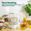 bella 1.7 Liter Glass Electric Kettle, Quickly Boil 7 Cups of Water in 6-7 Minutes, Soft Blue LED Lights Illuminate While Boiling, Cordless Portable Water Heater, Carefree Auto Shut-Off, Black(White / Green)