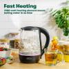 bella 1.7 Liter Glass Electric Kettle, Quickly Boil 7 Cups of Water in 6-7 Minutes, Soft Blue LED Lights Illuminate While Boiling, Cordless Portable Water Heater, Carefree Auto Shut-Off, Black(Black / Pink)