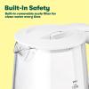 bella 1.7 Liter Glass Electric Kettle, Quickly Boil 7 Cups of Water in 6-7 Minutes, Soft Blue LED Lights Illuminate While Boiling, Cordless Portable Water Heater, Carefree Auto Shut-Off, Black(White / Green)