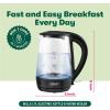 bella 1.7 Liter Glass Electric Kettle, Quickly Boil 7 Cups of Water in 6-7 Minutes, Soft Blue LED Lights Illuminate While Boiling, Cordless Portable Water Heater, Carefree Auto Shut-Off, Black(Black)