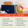 bella 4 Slice Toaster with Auto Shut Off, Extra Wide Slots & Removable Crumb Tray and Cancel, Defrost & Reheat Function, Toast Bread & Bagel, Black(Blue)
