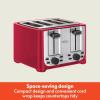 bella 4 Slice Toaster with Auto Shut Off, Extra Wide Slots & Removable Crumb Tray and Cancel, Defrost & Reheat Function, Toast Bread & Bagel, Black(Stainless Steel and Red)