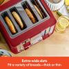 bella 4 Slice Toaster with Auto Shut Off, Extra Wide Slots & Removable Crumb Tray and Cancel, Defrost & Reheat Function, Toast Bread & Bagel, Black(Stainless Steel and Red)