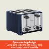 bella 4 Slice Toaster with Auto Shut Off, Extra Wide Slots & Removable Crumb Tray and Cancel, Defrost & Reheat Function, Toast Bread & Bagel, Black(Stainless Steel and Blue)