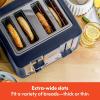 bella 4 Slice Toaster with Auto Shut Off, Extra Wide Slots & Removable Crumb Tray and Cancel, Defrost & Reheat Function, Toast Bread & Bagel, Black(Stainless Steel and Blue)