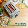 bella Stainless Steel 2 Slice Toaster with Extra Wide Slots & Removable Crumb Tray – 6 Browning Options, Auto Shut Off & Reheat Function – Toast Bread, Bagel & Waffle(Stainless Steel and Sage)