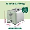 bella Stainless Steel 2 Slice Toaster with Extra Wide Slots & Removable Crumb Tray – 6 Browning Options, Auto Shut Off & Reheat Function – Toast Bread, Bagel & Waffle(Stainless Steel and Sage)