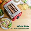 bella Stainless Steel 2 Slice Toaster with Extra Wide Slots & Removable Crumb Tray – 6 Browning Options, Auto Shut Off & Reheat Function – Toast Bread, Bagel & Waffle(Stainless Steel and Red)