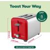 bella Stainless Steel 2 Slice Toaster with Extra Wide Slots & Removable Crumb Tray – 6 Browning Options, Auto Shut Off & Reheat Function – Toast Bread, Bagel & Waffle(Stainless Steel and Red)