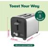 bella Stainless Steel 2 Slice Toaster with Extra Wide Slots & Removable Crumb Tray – 6 Browning Options, Auto Shut Off & Reheat Function – Toast Bread, Bagel & Waffle(Stainless Steel and Black)