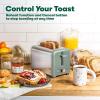 bella Stainless Steel 2 Slice Toaster with Extra Wide Slots & Removable Crumb Tray – 6 Browning Options, Auto Shut Off & Reheat Function – Toast Bread, Bagel & Waffle(Stainless Steel and Sage)