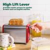 bella Stainless Steel 2 Slice Toaster with Extra Wide Slots & Removable Crumb Tray – 6 Browning Options, Auto Shut Off & Reheat Function – Toast Bread, Bagel & Waffle(Stainless Steel and Red)