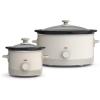 BELLA 1.5 Qt Slow Cooker + 6 Qt Manual Slow Cooker with EverGood™ Ceramic Nonstick Coating, 3 Temperature Setting, Dishwasher Safe Stoneware Pot & Tempered Glass Lid, Tangle Free Cord Wrap, Oatmilk