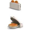 BELLA 2 slice Slim toaster + Flip-n-Store Ceramic Waffle Maker, Fits-anywhere™ Kitchenware, Waffle Iron w with EverGood™ Ceramic Nonstick Coating & Smart Toaster w 6 Shades Control, Oatmilk