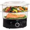 BELLA Two Tier Food Steamer with Stackable Baskets & Removable Base for Fast Simultaneous Cooking – Auto Shutoff & Boil Dry Protection, 7.4 QT, Black