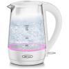 bella 1.7 Liter Glass Electric Kettle, Quickly Boil 7 Cups of Water in 6-7 Minutes, Soft Blue LED Lights Illuminate While Boiling, Cordless Portable Water Heater, Carefree Auto Shut-Off, Black(White / Pink)