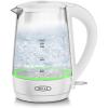 bella 1.7 Liter Glass Electric Kettle, Quickly Boil 7 Cups of Water in 6-7 Minutes, Soft Blue LED Lights Illuminate While Boiling, Cordless Portable Water Heater, Carefree Auto Shut-Off, Black(White / Green)